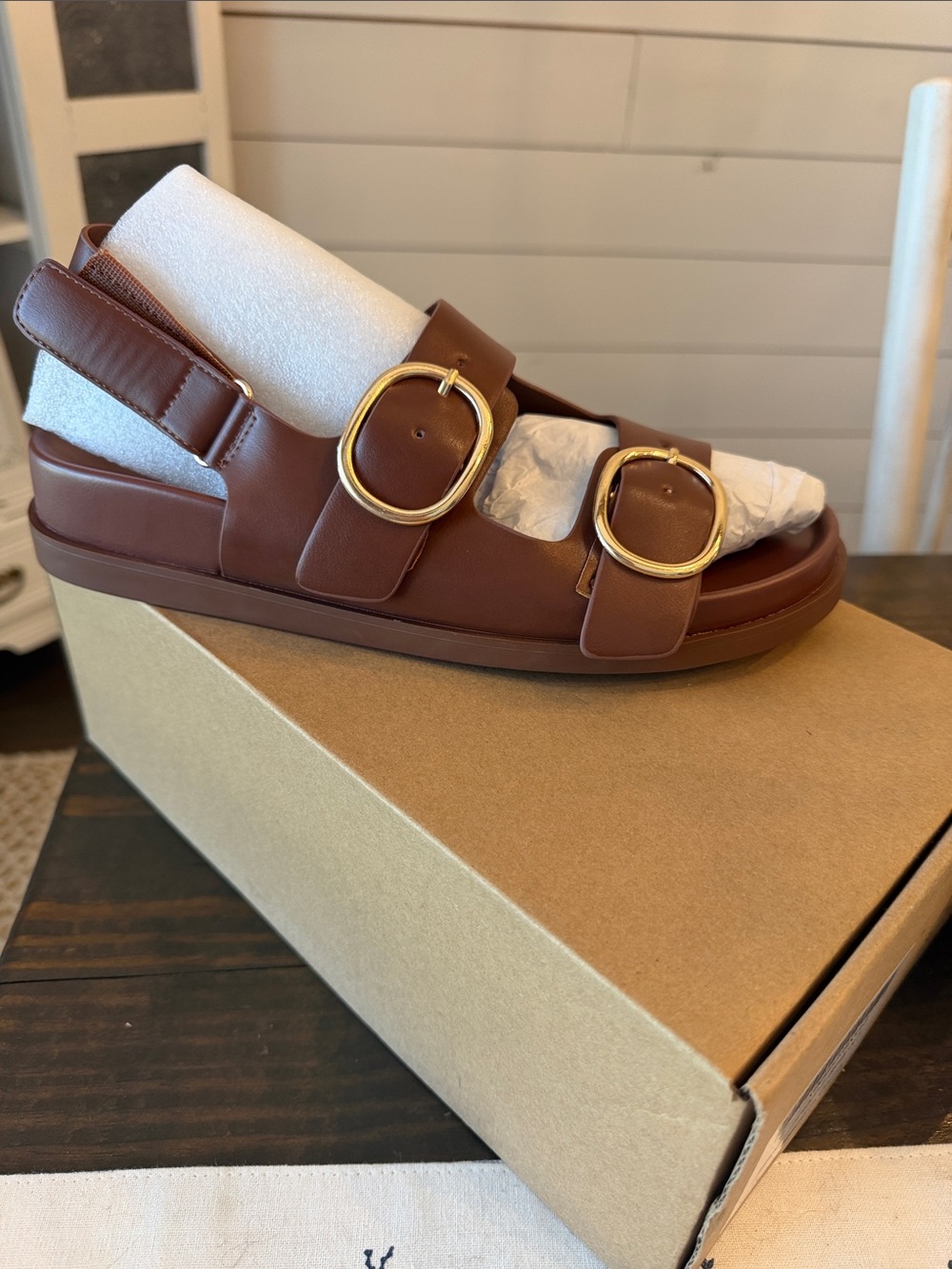 Women’s Brown Buckle Strap Sandals